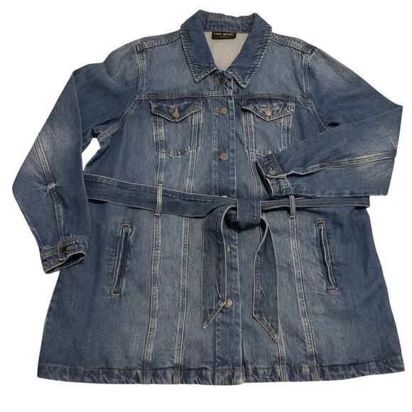 Lane Bryant NWT Womens Blue Denim Belted Trucker Jean Jacket Long Plus Size 18 - Picture 2 of 16